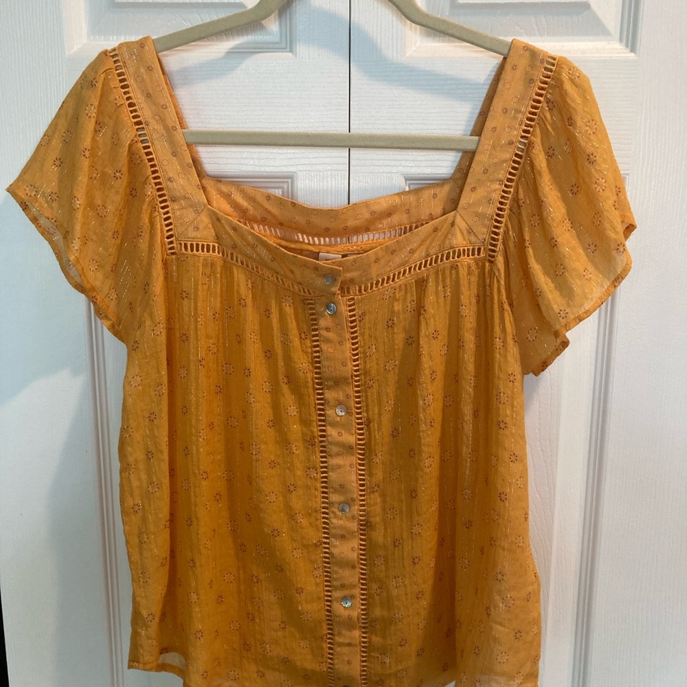 Dolan Anthropologie yellow short sleeve top